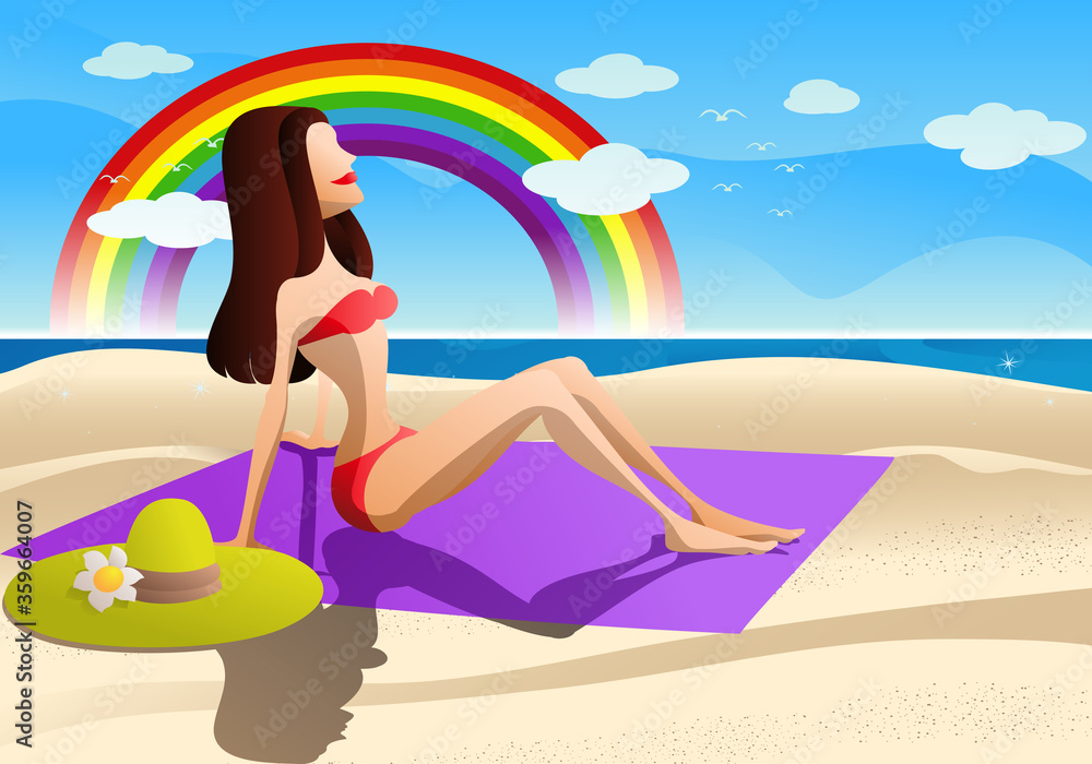 woman sunbathing relax on beach vacation