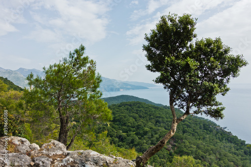 Viewpoint on a Lycian way, Butterfly valley beach is in a distant background, Fetihye, Turkey