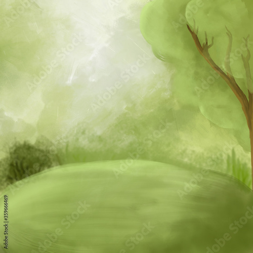 Fantasy green landscape background