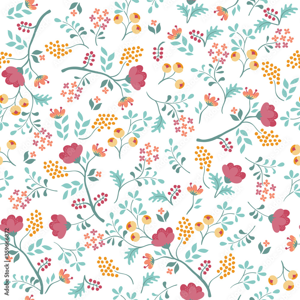 Floral seamless pattern. Retro vector background