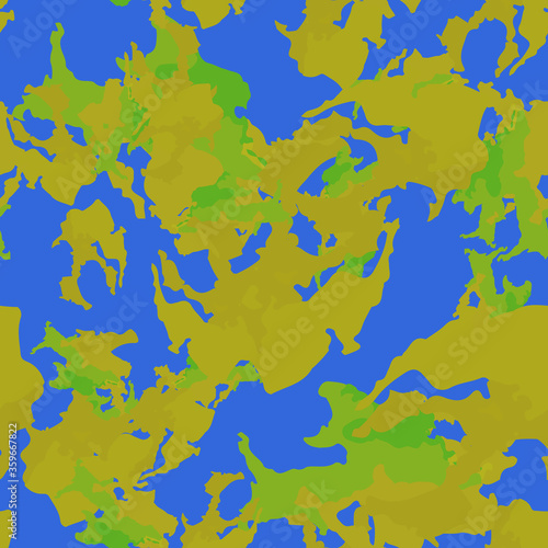 Forest camouflage of various shades of yellow, green and blue colors