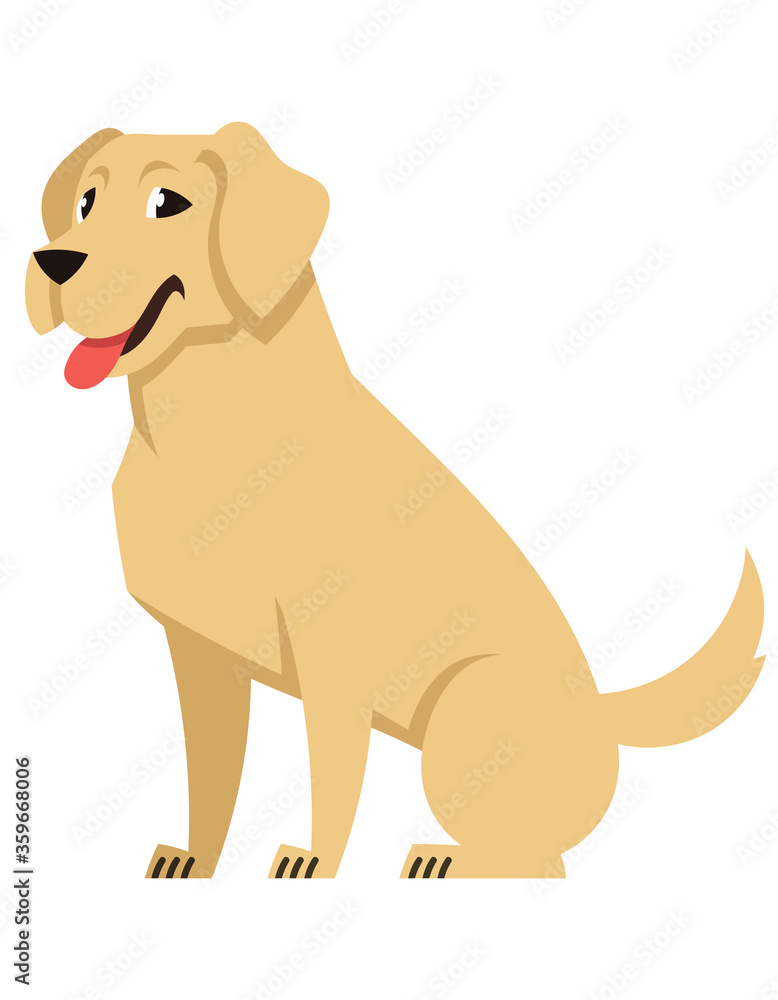 Fototapeta premium Sitting Labrador side view. Cute pet in cartoon style.