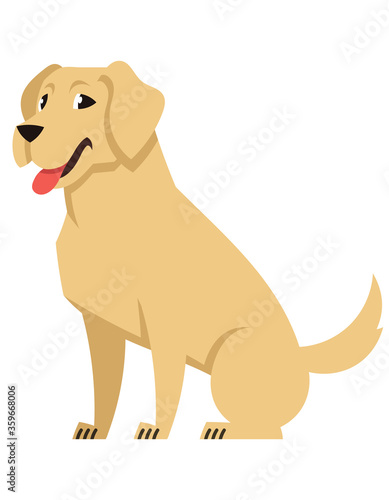 Sitting Labrador side view. Cute pet in cartoon style.