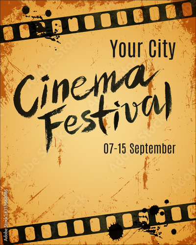 Cinema festival typography poster template. Vector design