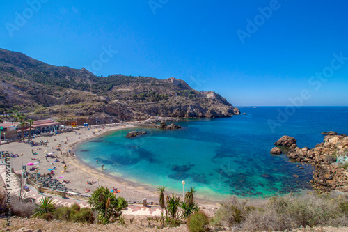 View of Cala Cortina beach in Murcia, Spain