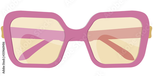 Pink sunglasses isolated on white background. Women's accessory in cartoon style.