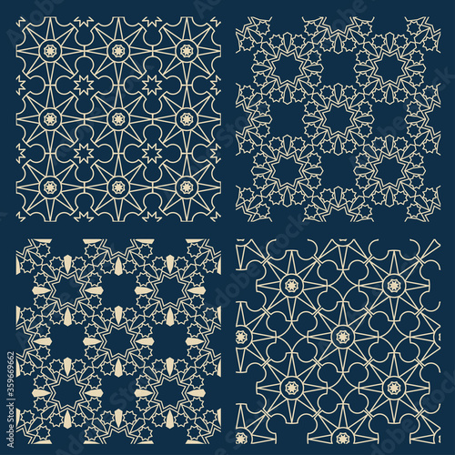 Collection of 4 Arabian seamless patterns. Vector illustration