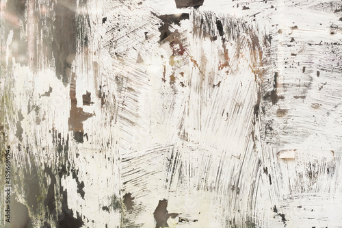 white painting shelling on an old window grass, abstract background