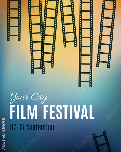 Film festival poster template. Movie cinema festival poster. Vector template 