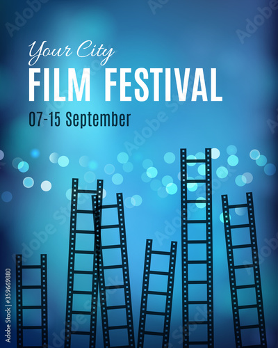 Film festival poster template. Movie cinema festival poster. Vector template 