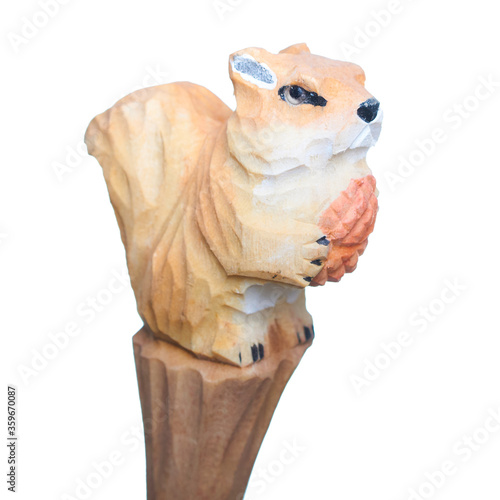 Chipmunk sculpture carved in wood