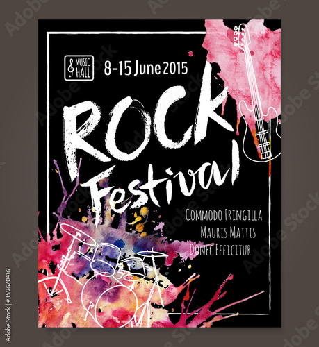 Rock event poster or flyer temlpate. Vector illustration