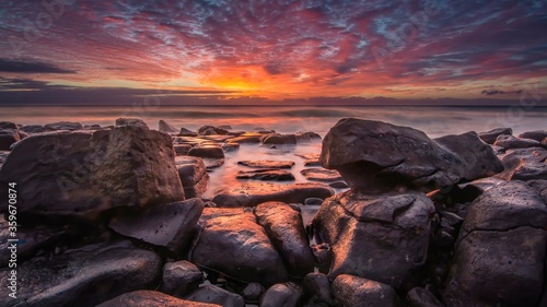 The sky lights up in the early morning