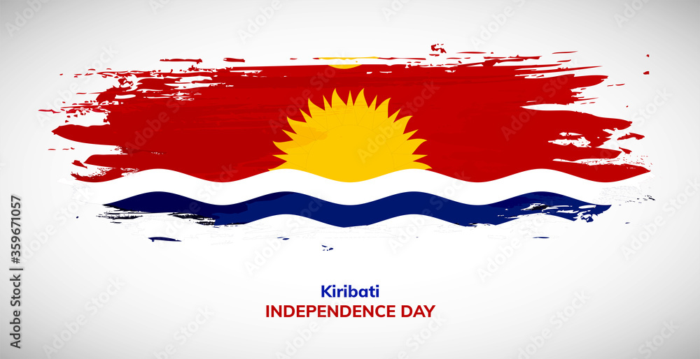 Happy independence day of Kiribati. Brush flag of Kiribati vector illustration. Abstract watercolor national flag background