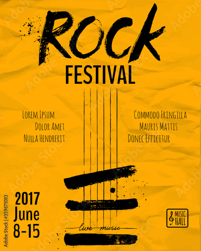 Rock event poster or flyer temlpate. Vector illustration