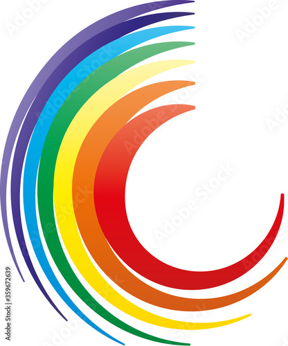 Kreisrundes Logo in Regenbogenfarben, Chakrafarben als Symbol für innere Haltung und Stärke, Selbstbewußtsein, Selbstwert, Achtsamkeit und Heilung. Yoga praktizieren und gesund leben