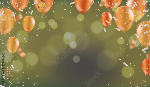 Vector colourful balloons and falling confetti can be separated from a background, Party