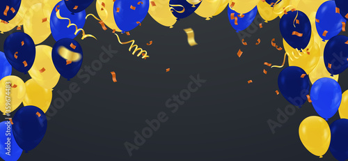 Vector colourful balloons and falling confetti can be separated from a background, Party
