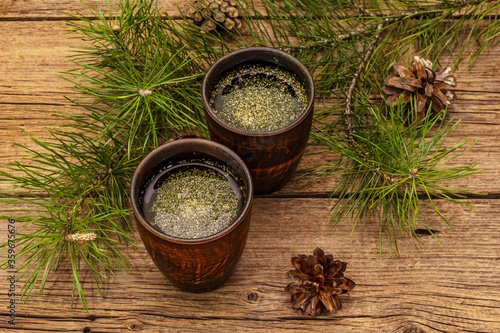 Pine needle tea, sollip-cha, traditional Korean beverage. Alternative medicine, healthy life style