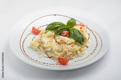 Papardelle “Four Cheeses” with Pine Nuts It is a tasty and healthy dish made from natural ingredients, such as: mozzarella cheese, brie cheese, parmesan cheese, cream sauce, dor blue cheese, pine nuts