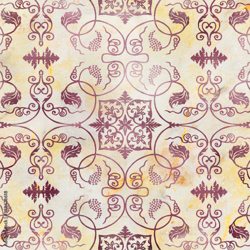 Seamless pattern with flowers elements on pale orange textured background Seamless pattern with flowers elements on pale orange textured background