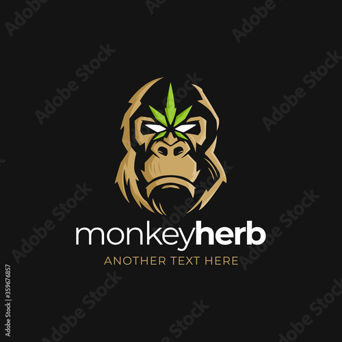 Monkey with Cannabis Leaf Logo