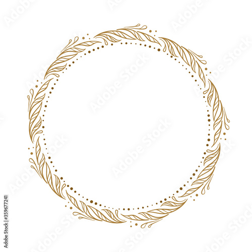 Vector round dotted frame with floral decoration