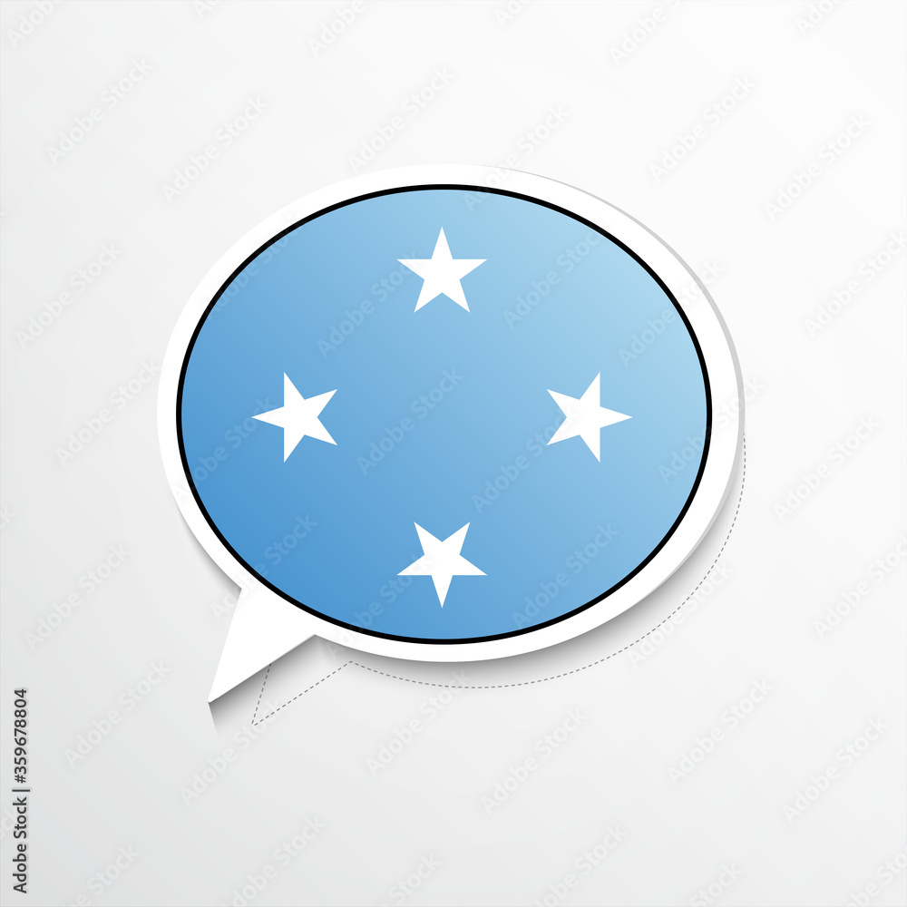Creative Micronesia country flag on speech bubble. Abstract languages concept flat illustration Creative Micronesia country flag on speech bubble. Abstract languages concept flat illustration