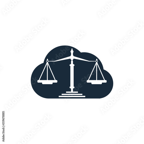 Cloud and Scale of justice logo design. Law firm, lawyer or law office symbol.