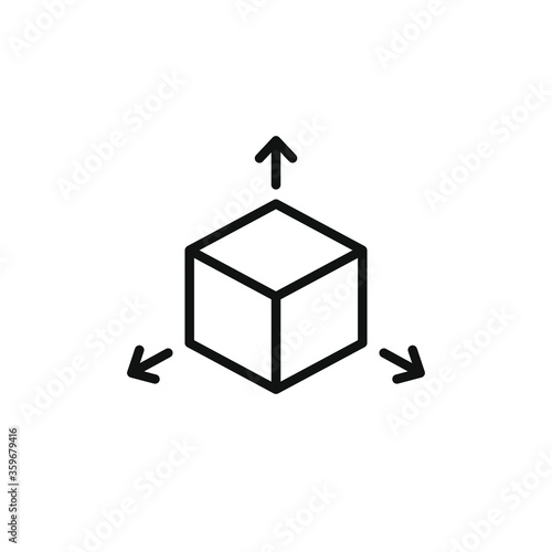 Single icon of a cube with arrow isolated on white background