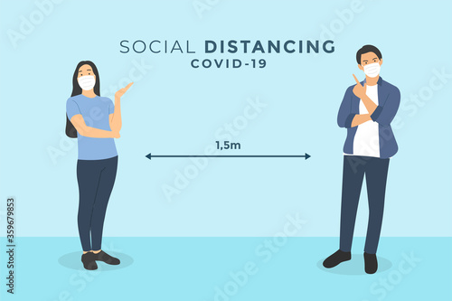 Social distancing concept vector illustration © Alex Hariyandi