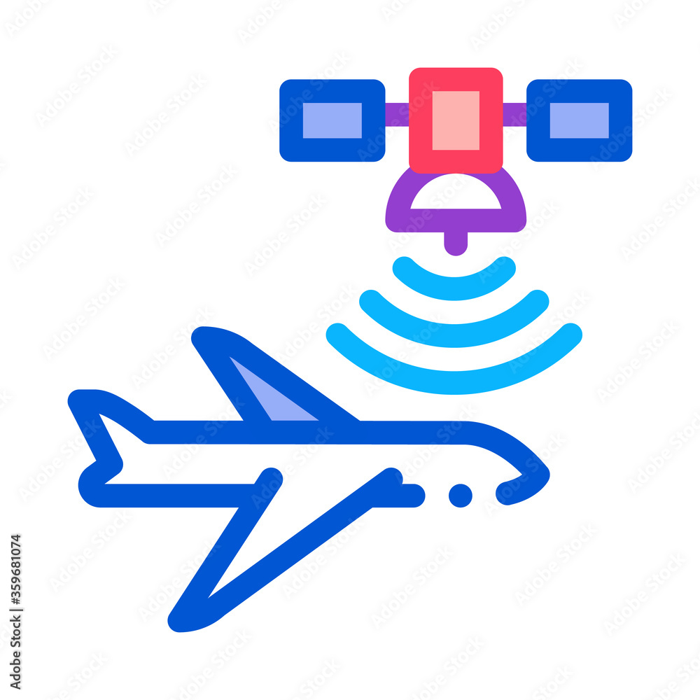 air plane satellite navigation icon vector. air plane satellite navigation sign. color symbol illustration air plane satellite navigation icon vector. air plane satellite navigation sign. color symbol illustration