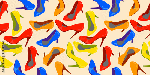 seamless of shoes. colour vector illustration