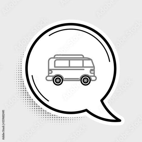 Line Retro minivan icon isolated on grey background. Old retro classic traveling van. Colorful outline concept. Vector.