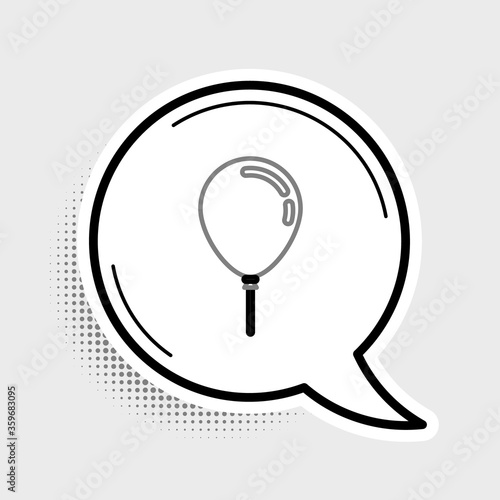 Line Balloon with ribbon icon isolated on grey background. Colorful outline concept. Vector.