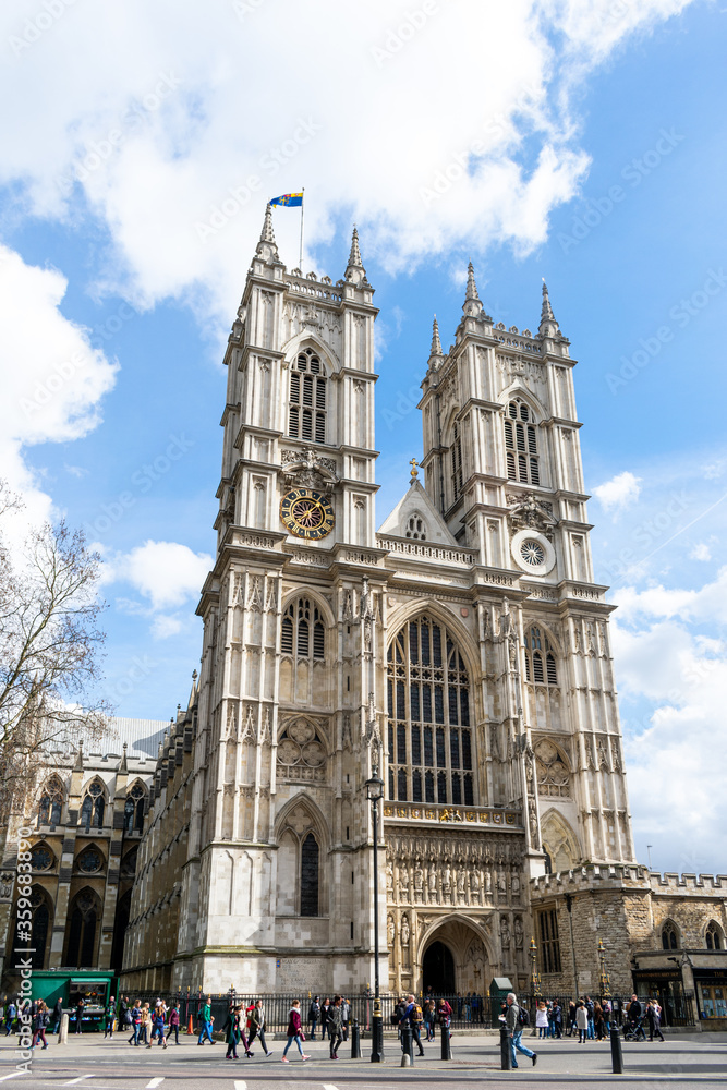 Westminster Abbey, London England, Sunny day blue sky