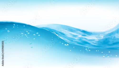 Transparent vector water splash and wave on light background. Design of natural, organic products. Eps 10