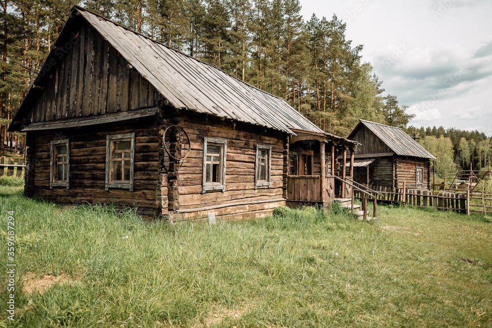 old abandoned village, ancient wooden house old abandoned village, ancient wooden house