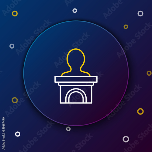 Line Stage stand or debate podium rostrum icon isolated on blue background. Conference speech tribune. Colorful outline concept. Vector.