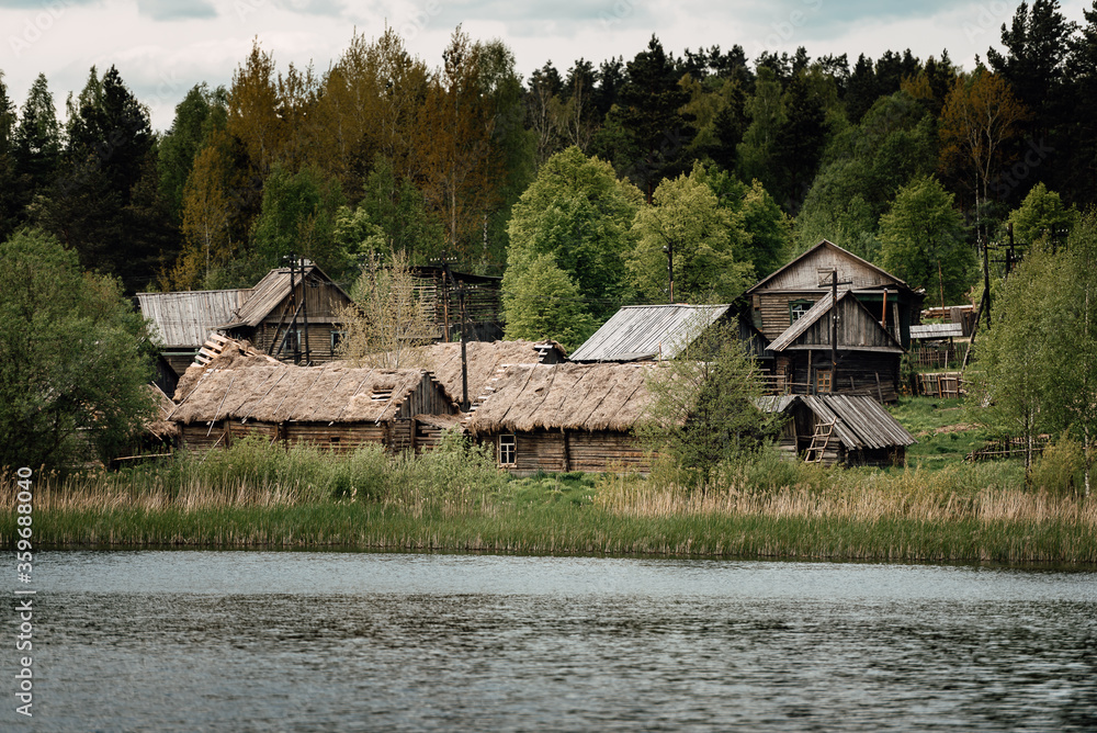 old abandoned village, ancient wooden house old abandoned village, ancient wooden house