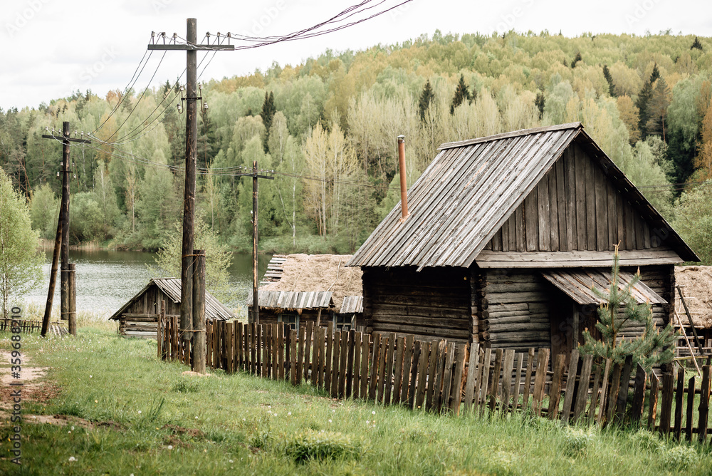 old abandoned village, ancient wooden house old abandoned village, ancient wooden house