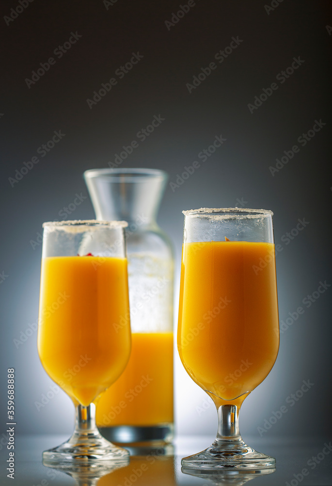 mango smoothie in clear glasses to drink mango smoothie in clear glasses to drink