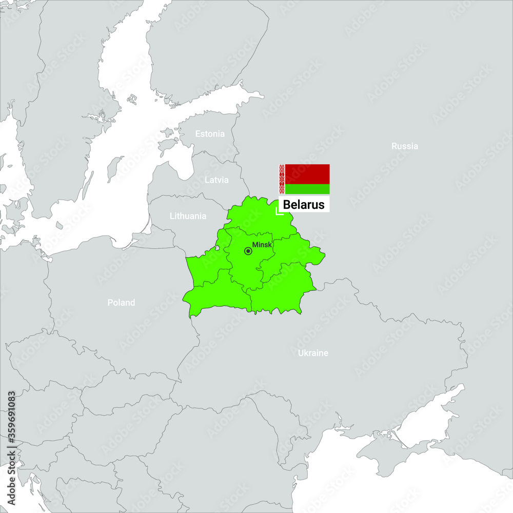 Obraz premium Map of Belarus with flag