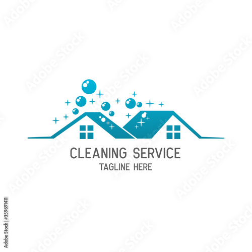 cleaning service logo with text space for your slogan, tagline, vector illustration