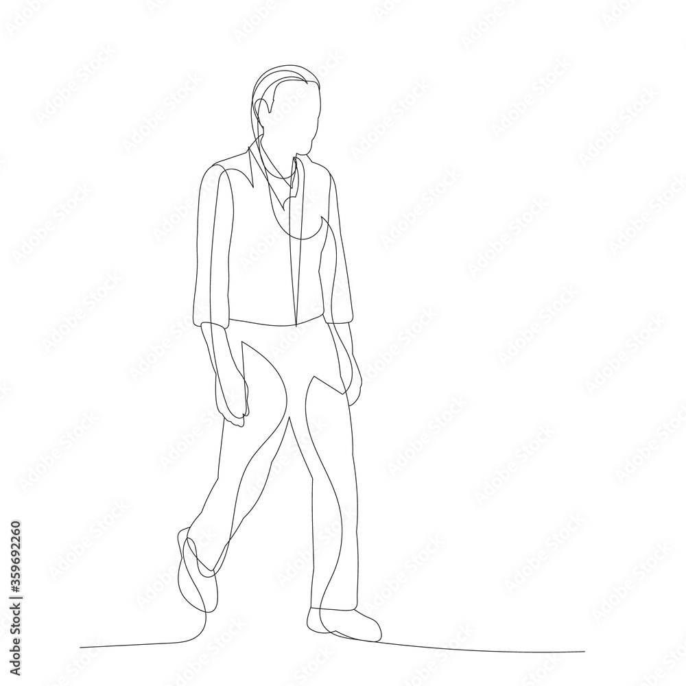 vector, isolated, drawing a continuous line a man is walking vector, isolated, drawing a continuous line a man is walking