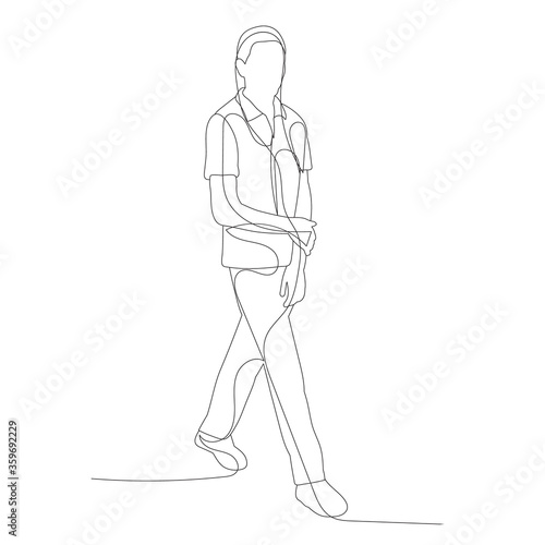 vector  isolated  drawing a continuous line a man is walking