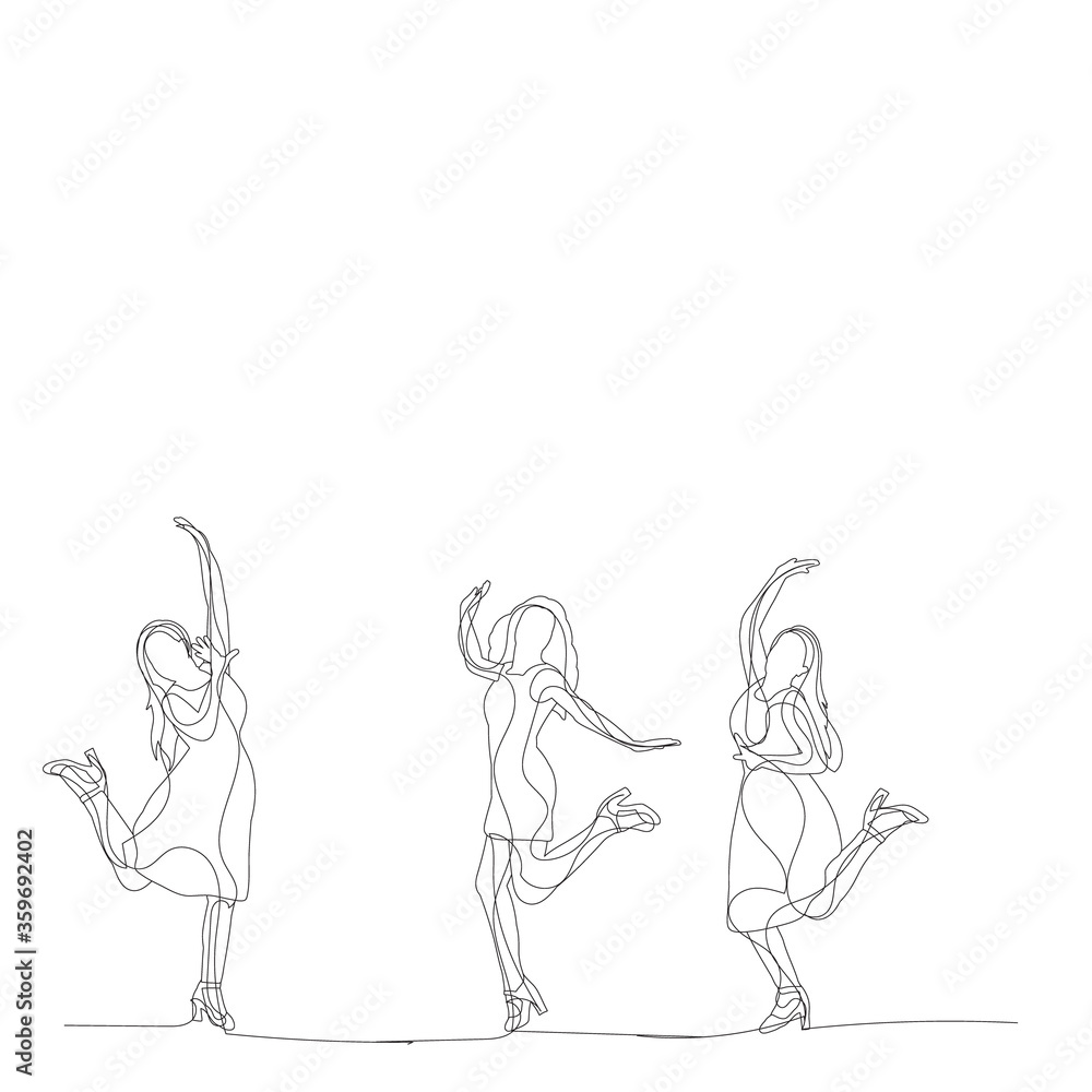 line drawing of a girl jumping, sketch line drawing of a girl jumping, sketch