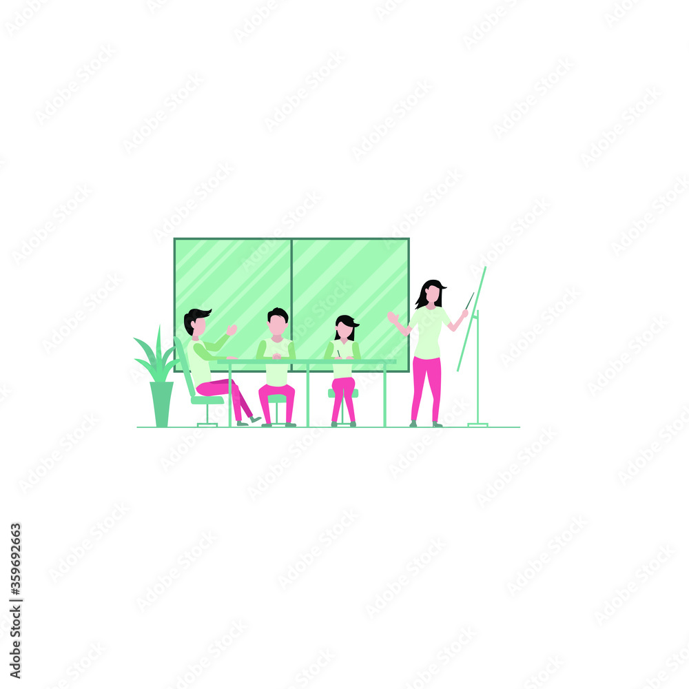 meeting for goal in a company flat design illustration 