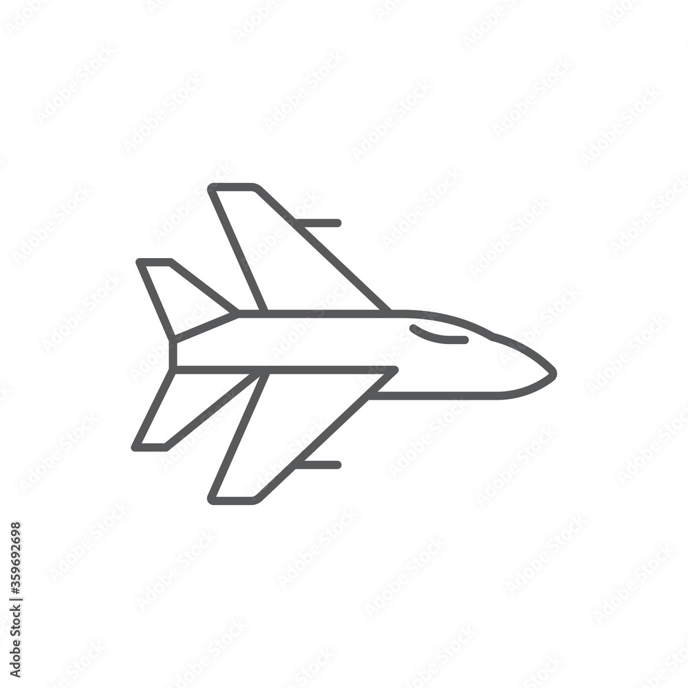 Military aircraft vector icon symbol air force isolated on white background