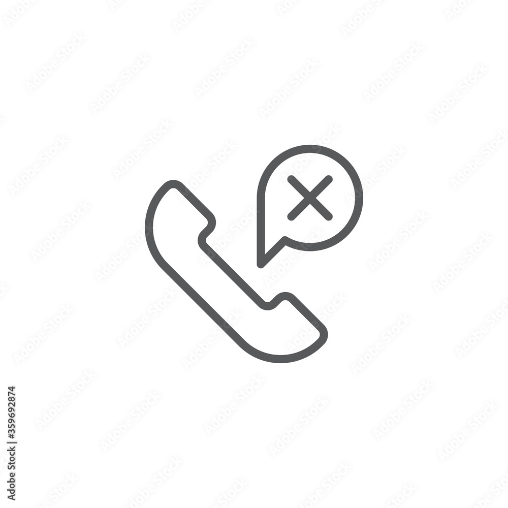 Missed phone call vector icon symbol isolated on white background Missed phone call vector icon symbol isolated on white background